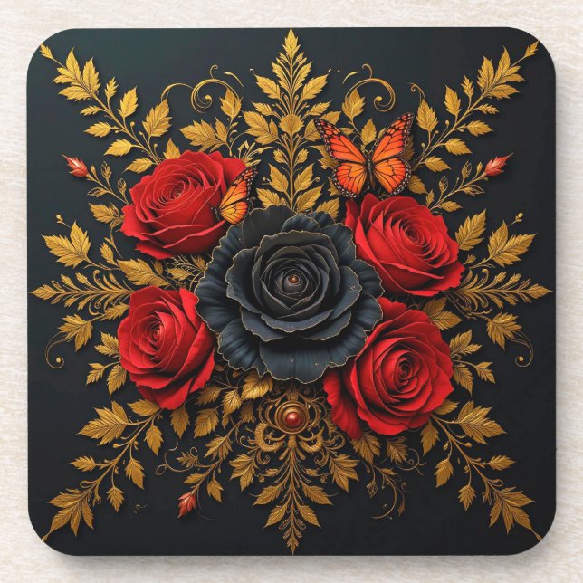 Elegant Floral Design Coaster (Front)