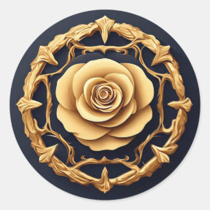 Elegant Floral Design Emphasizing Gold Details Classic Round Sticker