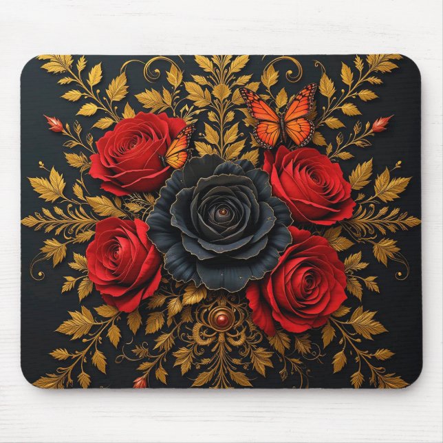Elegant Floral Design Mouse Pad (Front)