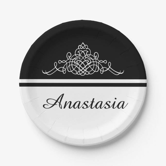 Elegant floral design paper plate (Front)