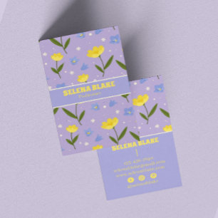 Elegant Floral Design - Purple & Yellow Theme Business Card