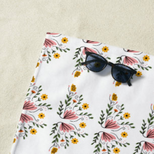 Elegant Floral Design Soft Beach Towel for Summer