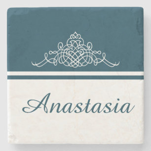 Elegant floral design stone coaster