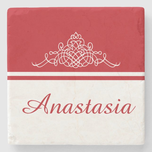Elegant floral design stone coaster (Front)