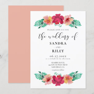 Elegant floral design wedding invitation