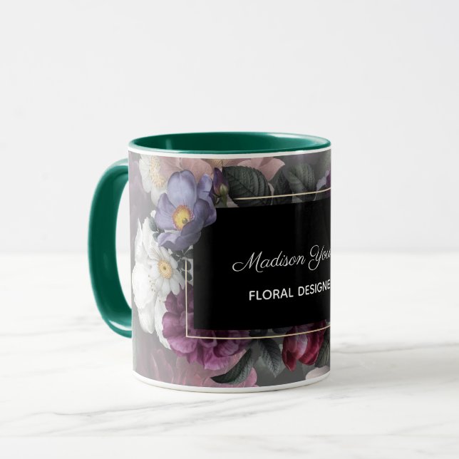 Elegant Floral Designer Custom Mug (Front Left)