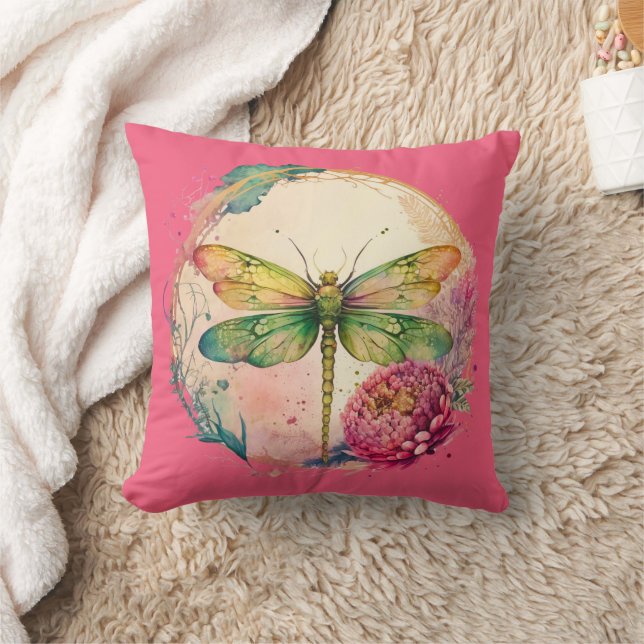 Elegant Floral Dragonfly  Cushion (Blanket)