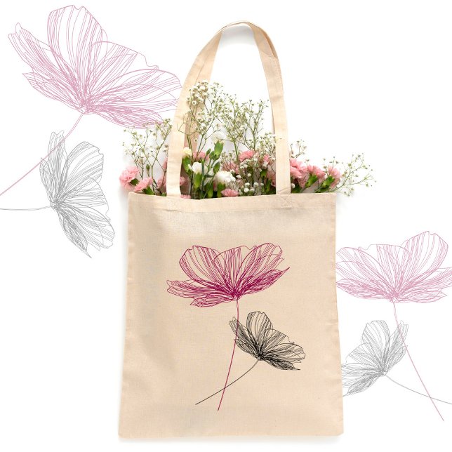 Elegant Floral Drawing Pretty Flower Line Graceful Tote Bag (Creator Uploaded)