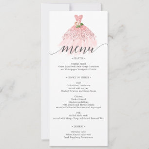 Elegant Floral Dress Quinceanera Menu Invitation