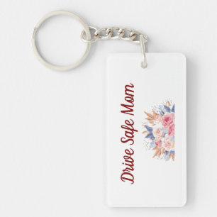 Elegant Floral Drive Safe Mum Photo keychain 
