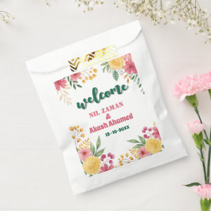 Elegant Floral Dual Name Bridal Shower Invitation Favour Bag