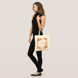Elegant Floral Dual Name Bridal Shower Invitation Tote Bag