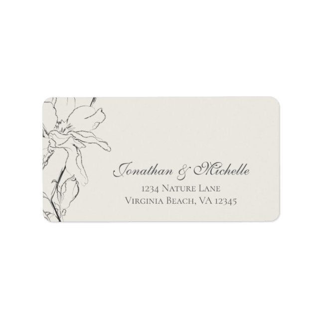 Elegant Floral Dusty Beige Address Label (Front)