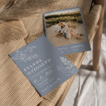 Elegant Floral Dusty Blue Herbal Boho Wedding Invitation<br><div class="desc">This is a perfect wedding invitation if you looking for an elegant and easy editable invitation . An elegant unique simple minimalist floral botanical dusty blue invitation. As you see it features a simple dusty blue whole design template and white hand drawn outline botanicals wildflowers and branches . With white...</div>