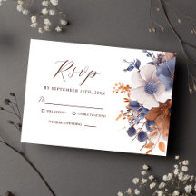 Elegant Floral Dusty Blue Rust Wedding