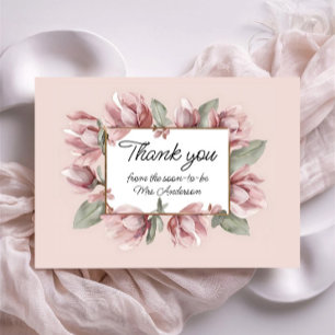 Elegant  Floral Dusty Rose Blush Thank You Card