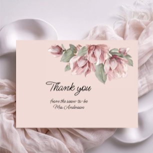 Elegant  Floral Dusty Rose Blush Thank You Card