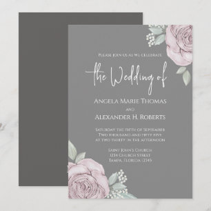 Elegant Floral Dusty Rose Classic Rose Flowers Invitation
