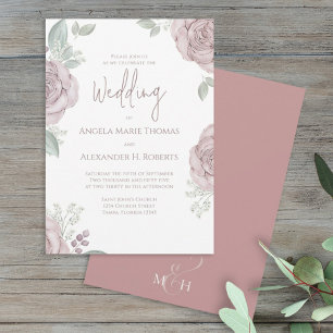 Elegant Floral Dusty Rose Classic Rose Flowers Invitation