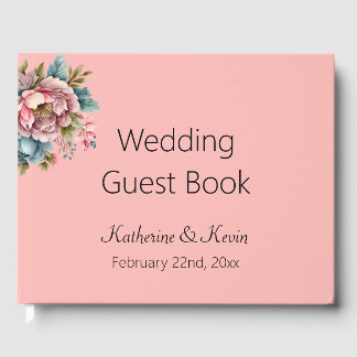 Elegant Floral Dusty Rose Wedding Guest Book