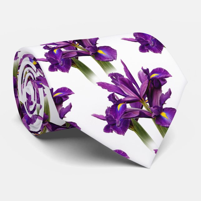 Elegant Floral Dutch Iris Purple Sensation Tie (Rolled)