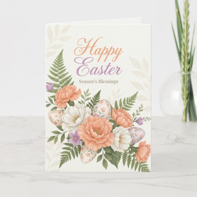 Elegant Floral Easter Blessings Brunch Invitation  (Front)