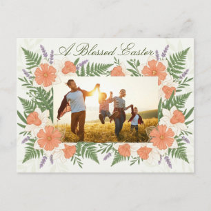 Elegant Floral Easter Blessings Brunch Invitation Postcard