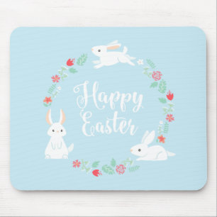Elegant Floral Easter Bunny   Mousepad