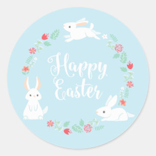 Elegant Floral Easter Bunny   Sticker Seal