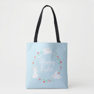 Elegant Floral Easter Bunny Tote Bag