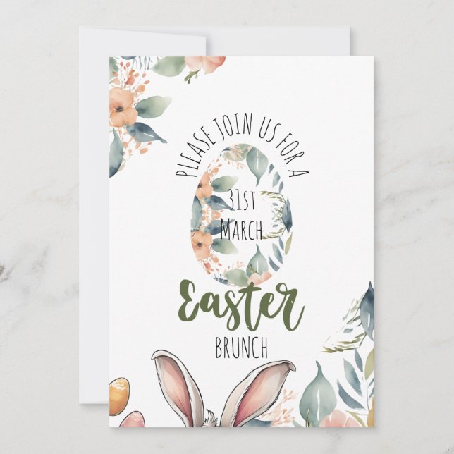 Elegant Floral Easter Celebration Invitation (Front)