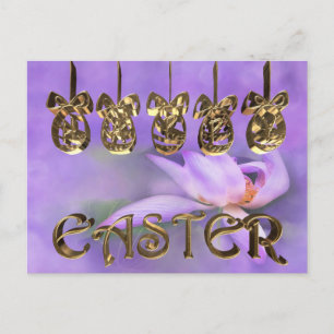 Elegant Floral Easter Eggs Ornaments Typography Holiday Postcard