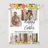 elegant floral Easter, family four photo collage