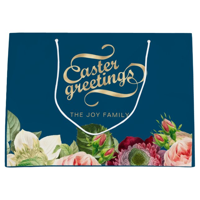 Elegant Floral Easter Large Gift Bag (Front)
