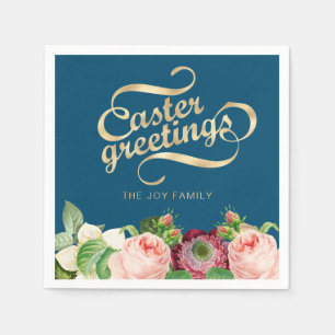 Elegant Floral Easter's Greeting Napkins