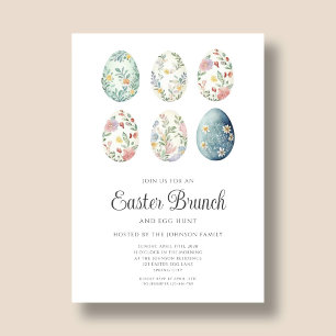 Elegant Floral Eggs Easter Brunch  Invitation