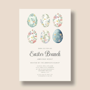 Elegant Floral Eggs Easter Brunch  Invitation