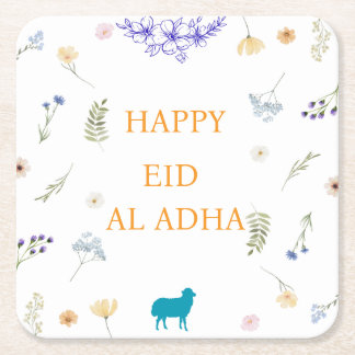 Elegant Floral Eid al-Adha  Square Paper Coaster
