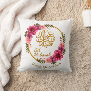 Elegant Floral Eid Mubarak Cushion