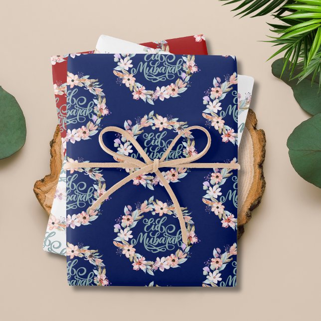  Elegant Floral Eid Mubarak Gift  Wrapping Paper Sheet (Creator Uploaded)