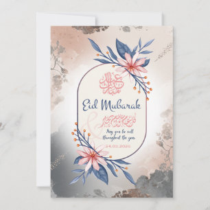 Elegant Floral Eid Mubarak Watercolr Greeting card