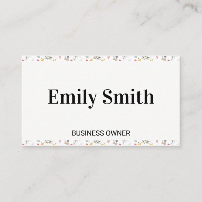 Elegant Floral Elements Border Business Card (Front)