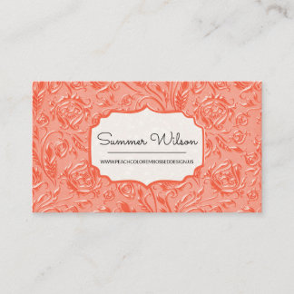 Elegant Floral Embossed Reddish Business Card