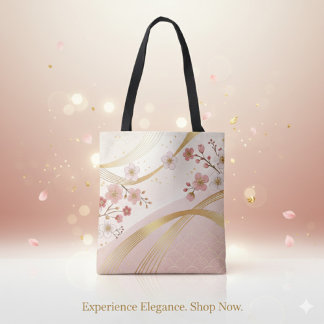Elegant Floral Energy Flow Full-Print Tote Bag