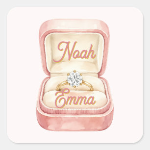 Elegant Floral Engagement Envelope Seal Sticker