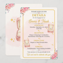Elegant Floral Engagement Party Details Card