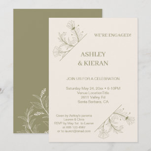 Elegant Floral Engagement Party Invitation