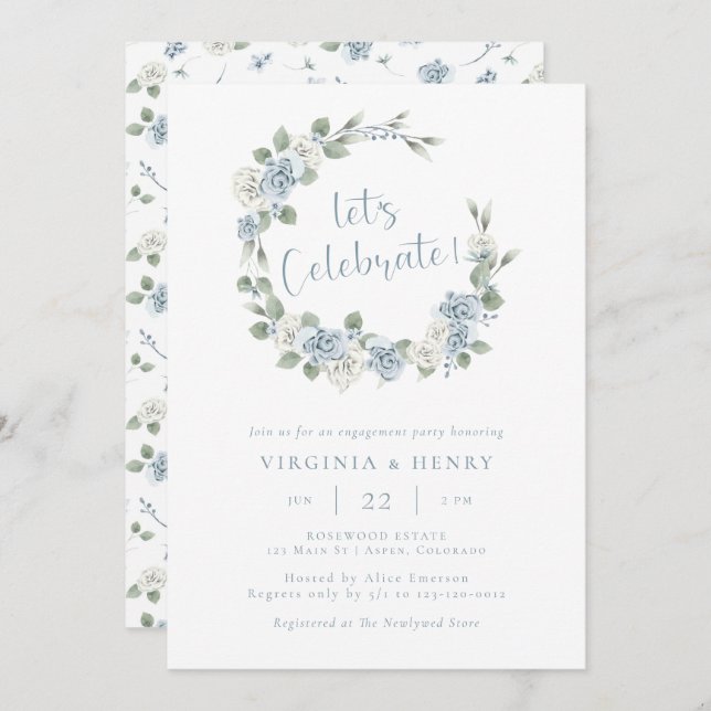 Elegant Floral Engagement Party Invitation (Front/Back)