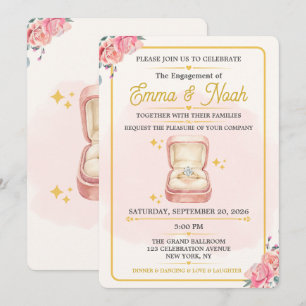 Elegant Floral Engagement Party Invitation Templat