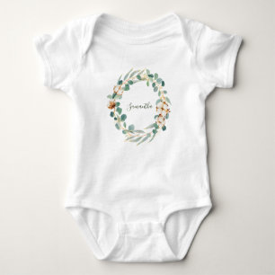 Elegant Floral Eucalyptus Greenery Baby Shower Baby Bodysuit
